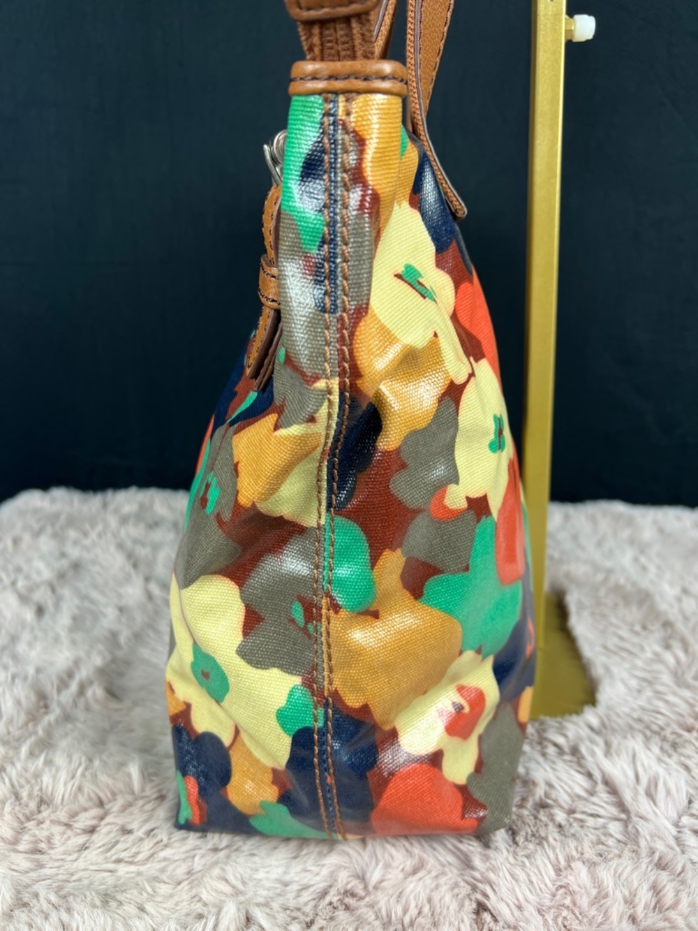 Fossil Key-Per Abstract Floral Coated Canvas Shopper Tote ZB5126 | EUC - Picture 4 of 10